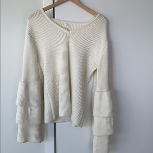 Cream Bell-Sleeve Sweater